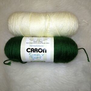 YARN 2 Skeins Caron Simply Soft Off White & Sage
